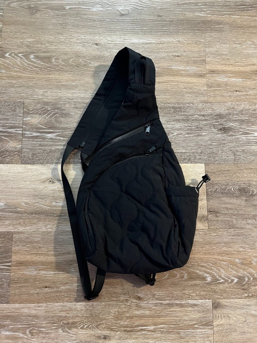Black Lightweight Crossbody Convertible Sling Backpack Hiking Waterproof Running